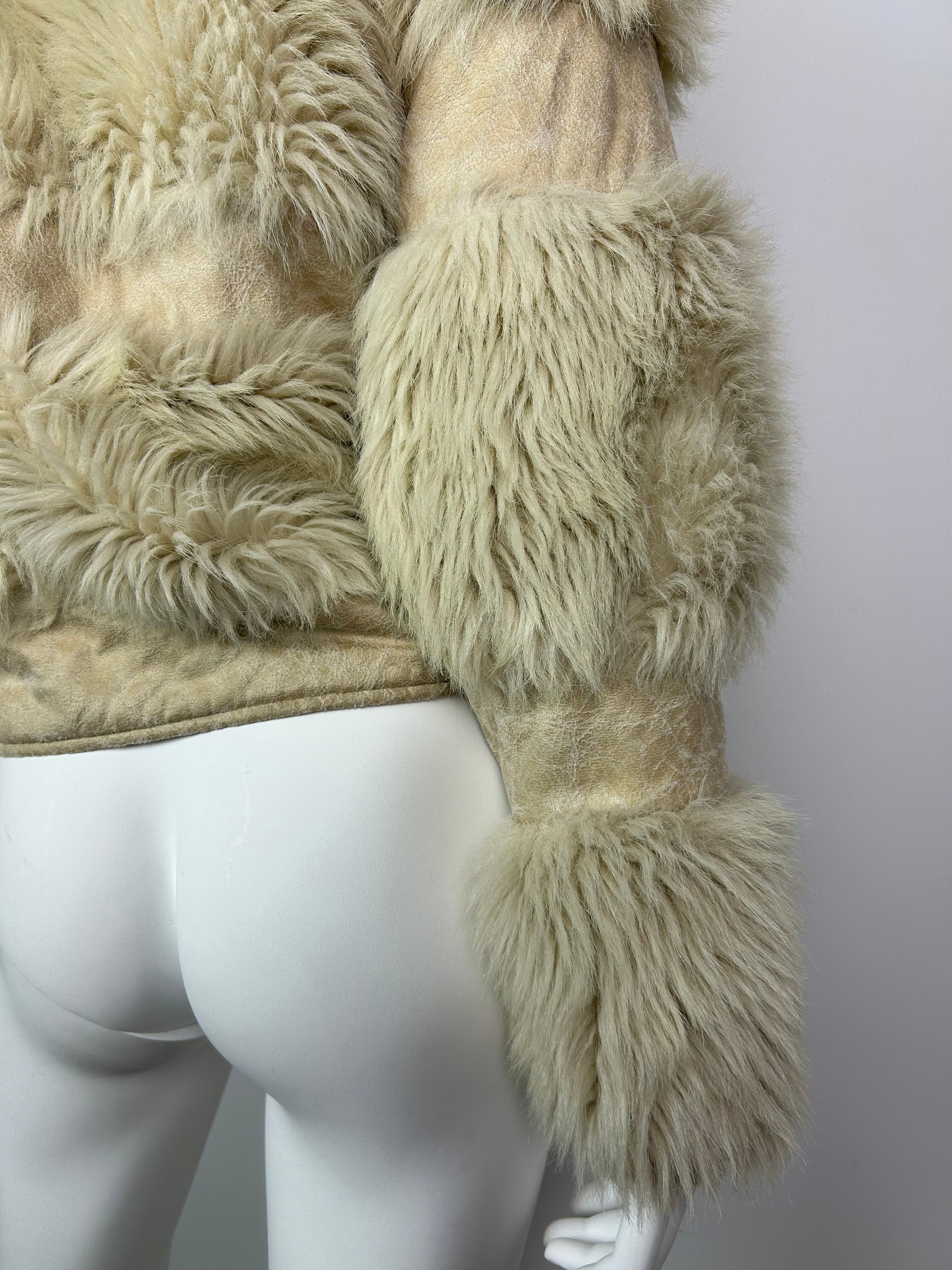 Cream Faux Fur Bomber Jacket