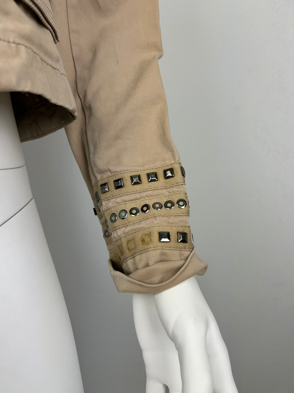 Military Napoleon Fitted Jacket with Huge Buttons and Studded Details