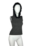 Hooded Vest Sweater with Fur Detailing