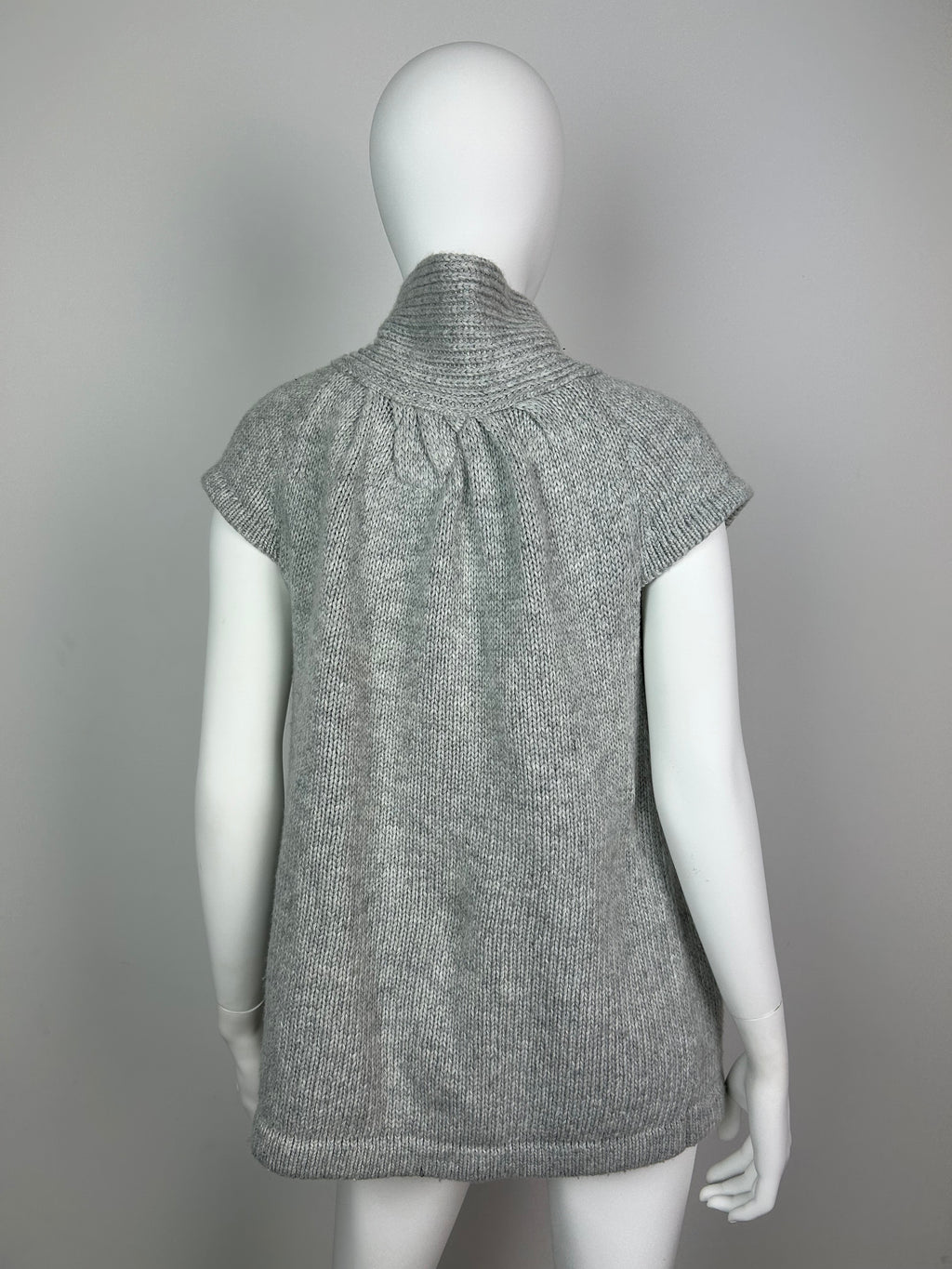 Short Sleeve Turtleneck Sweater with Big Buttons