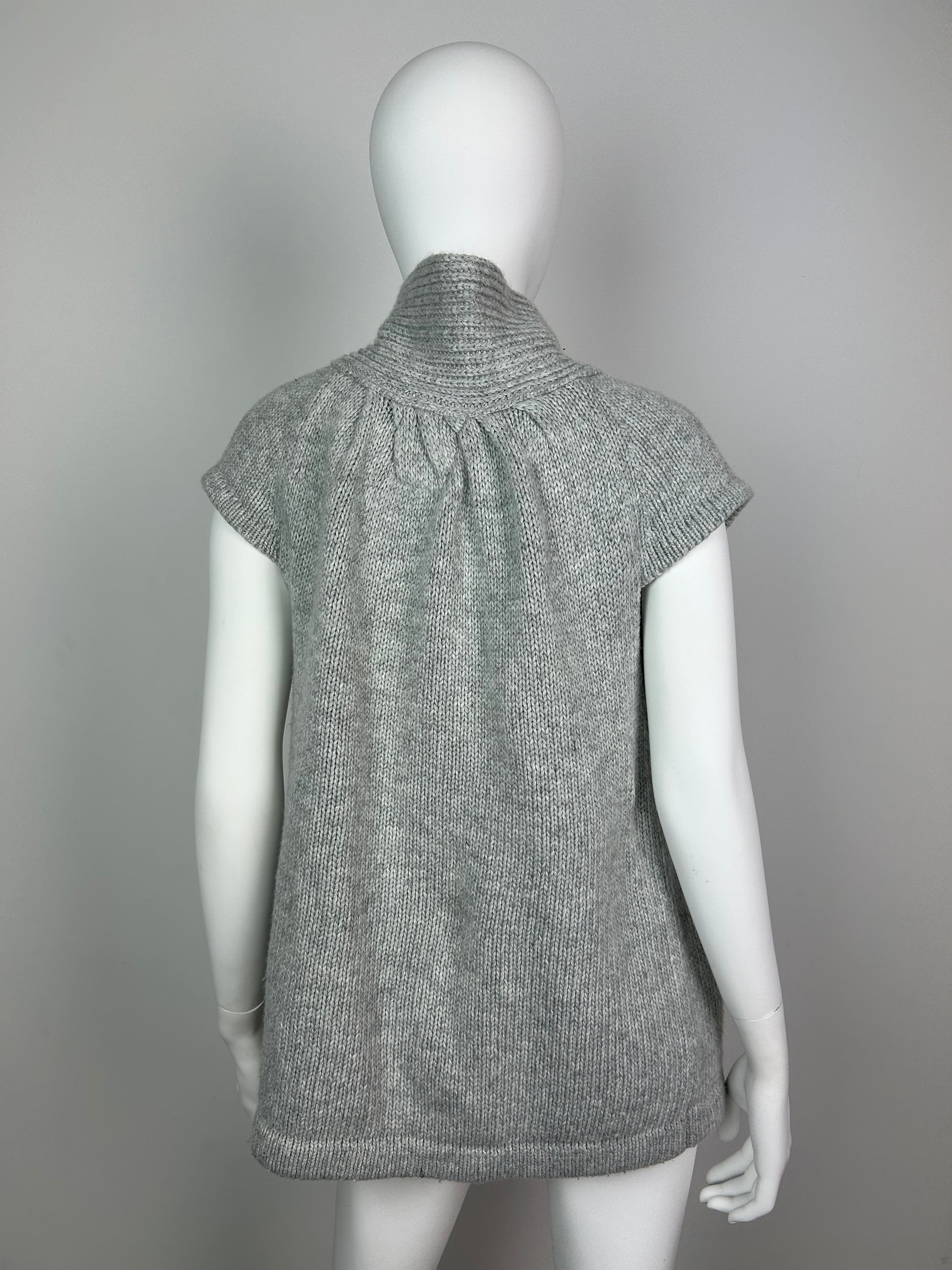Short Sleeve Turtleneck Sweater with Big Buttons