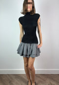 Grey Ruched Mini Sweat Skirt