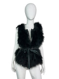Faux Fur Vest Top with Leather Details