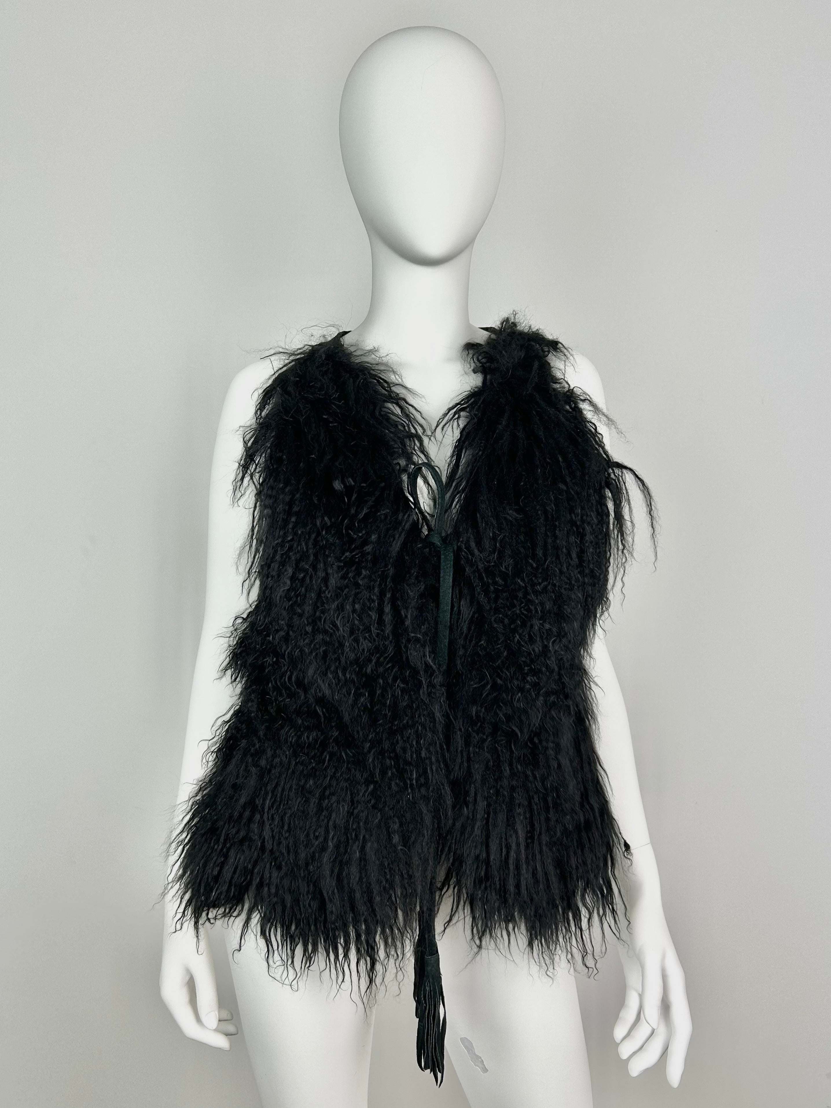 Curly Sheepskin Real Leather Vest Top
