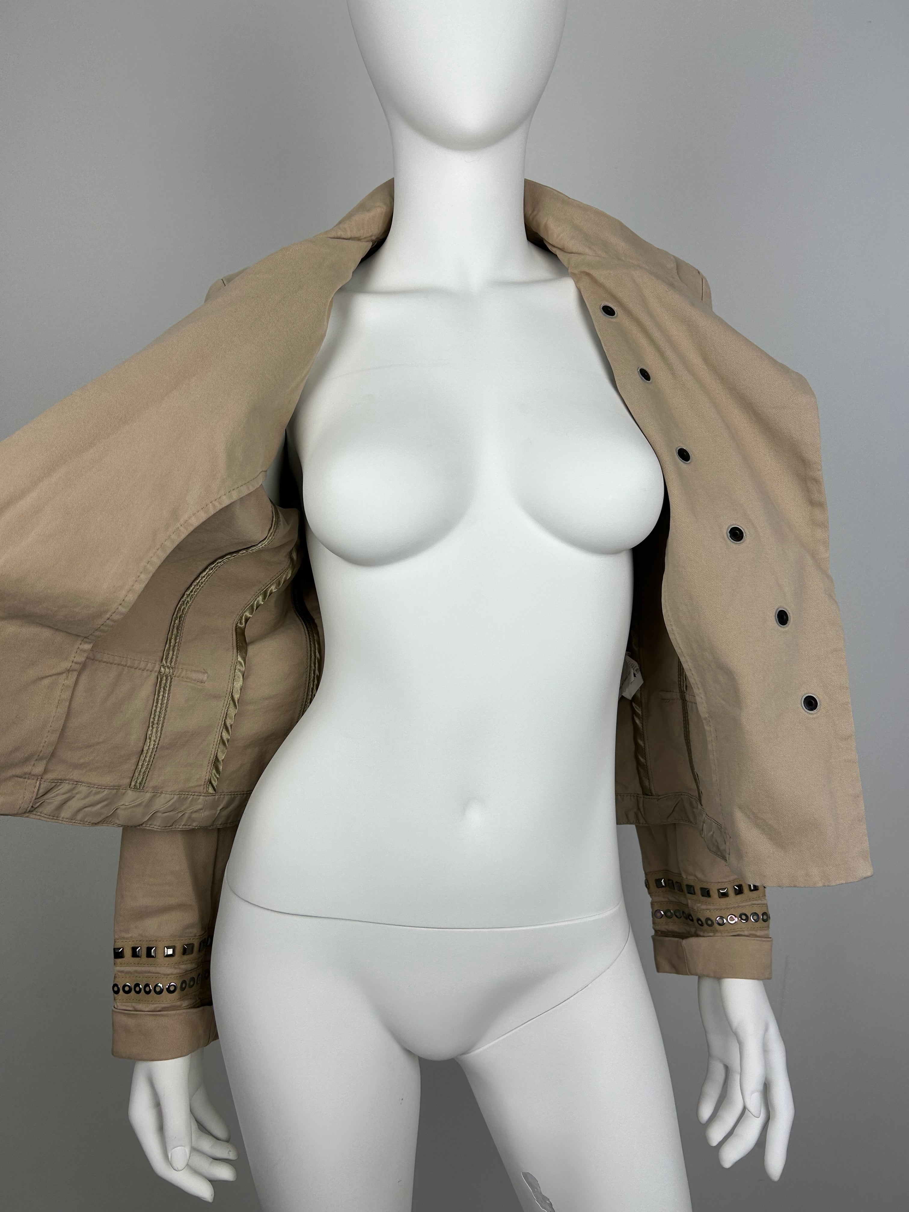 Military Napoleon Fitted Jacket with Huge Buttons and Studded Details