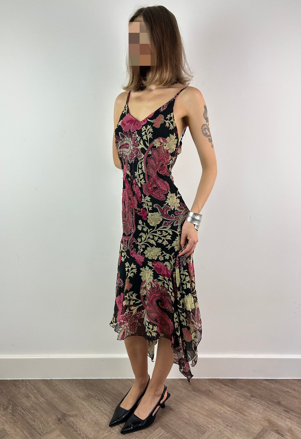 Sparkly Asymmetrical Silk Midi Dress