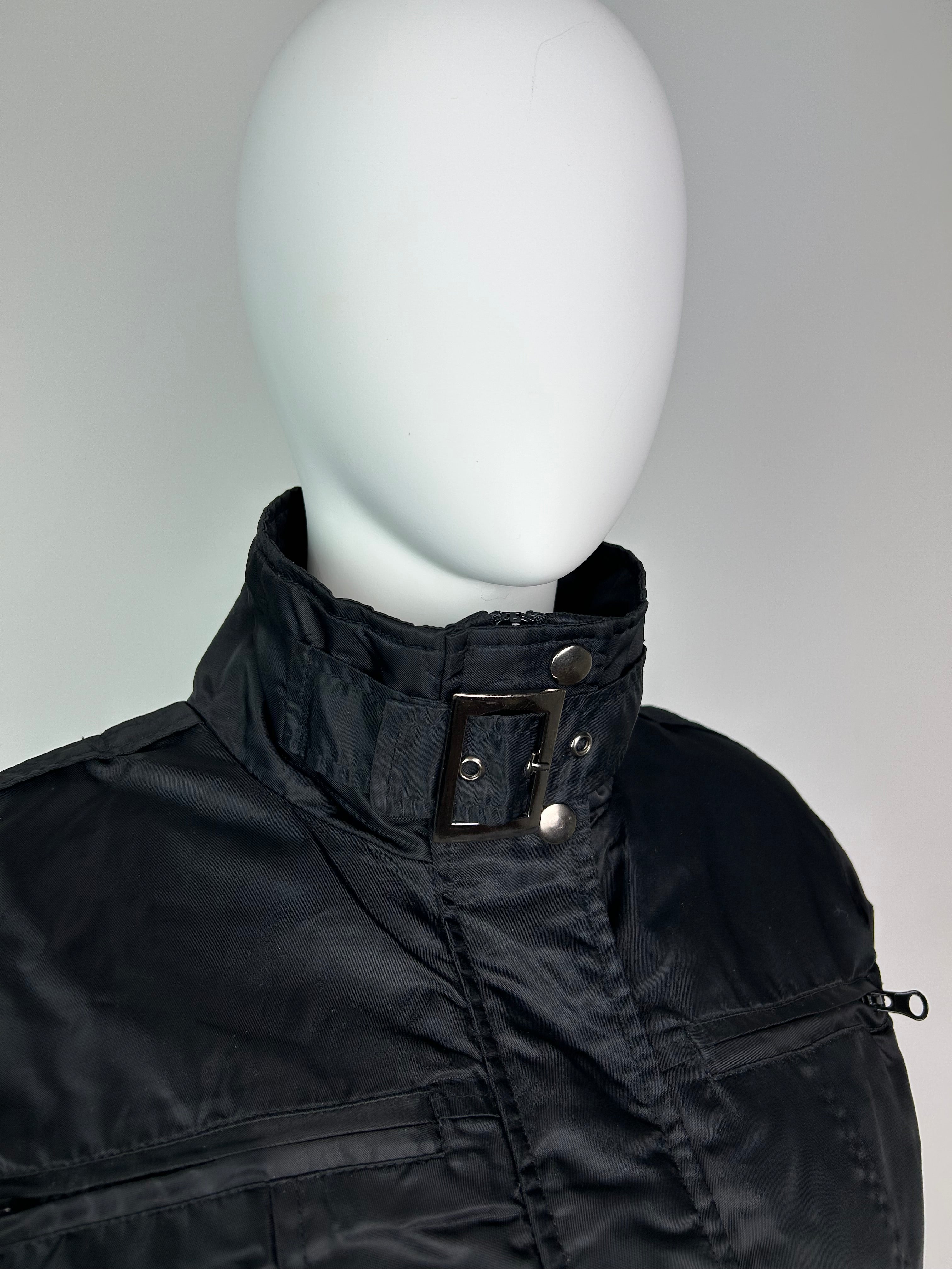Cropped Bomber Jacket with Metal Details and Turtleneck Collar