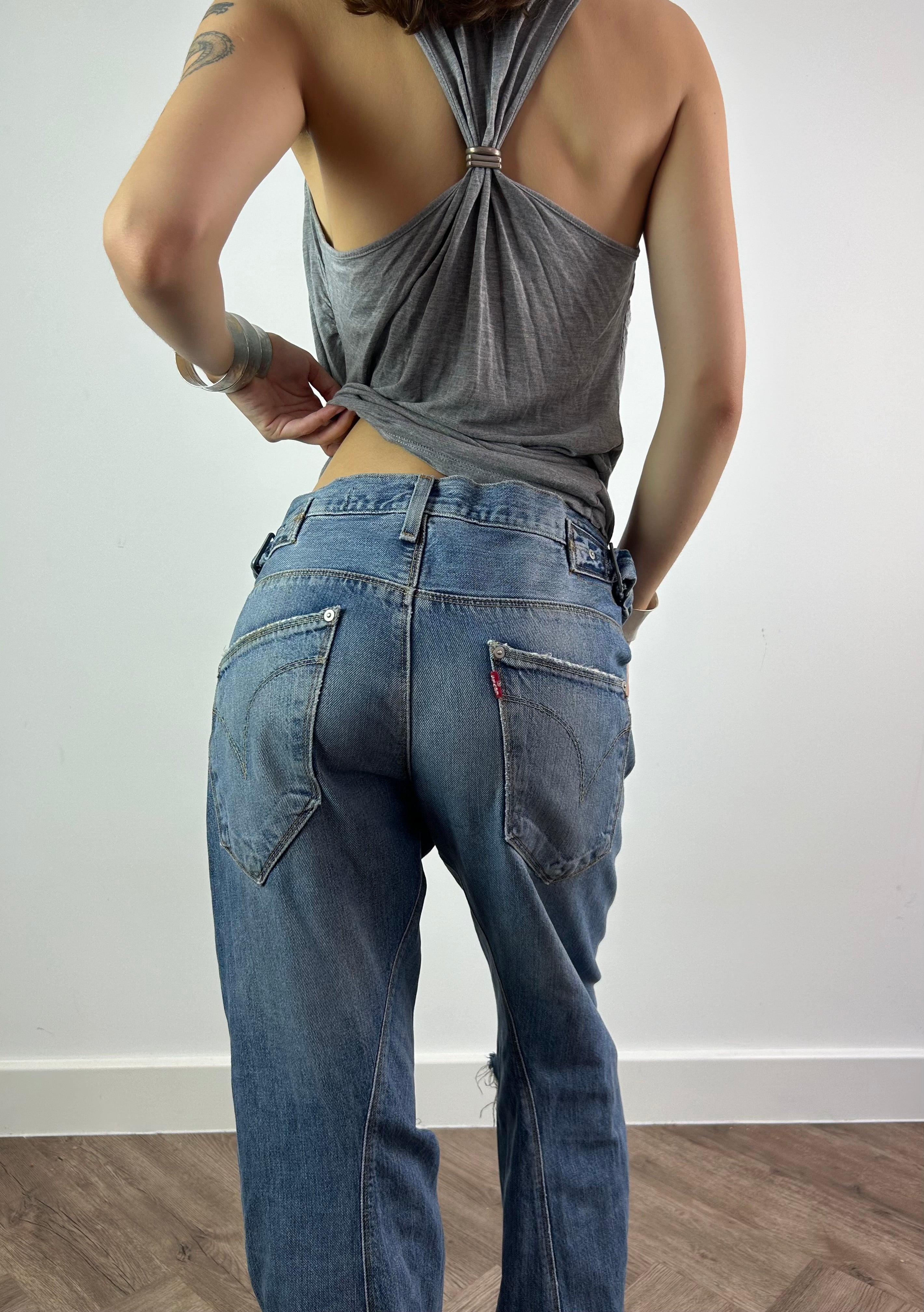Grey Racer Back Top with Metal Details