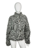 Faux Sheepskin Curled Fur Oversized Jacket with Big Metal Buttons
