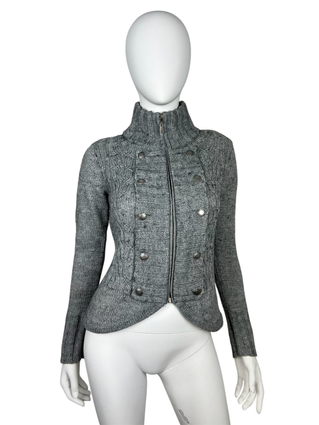 Military Napoleon Zip Up Turtleneck Sweater