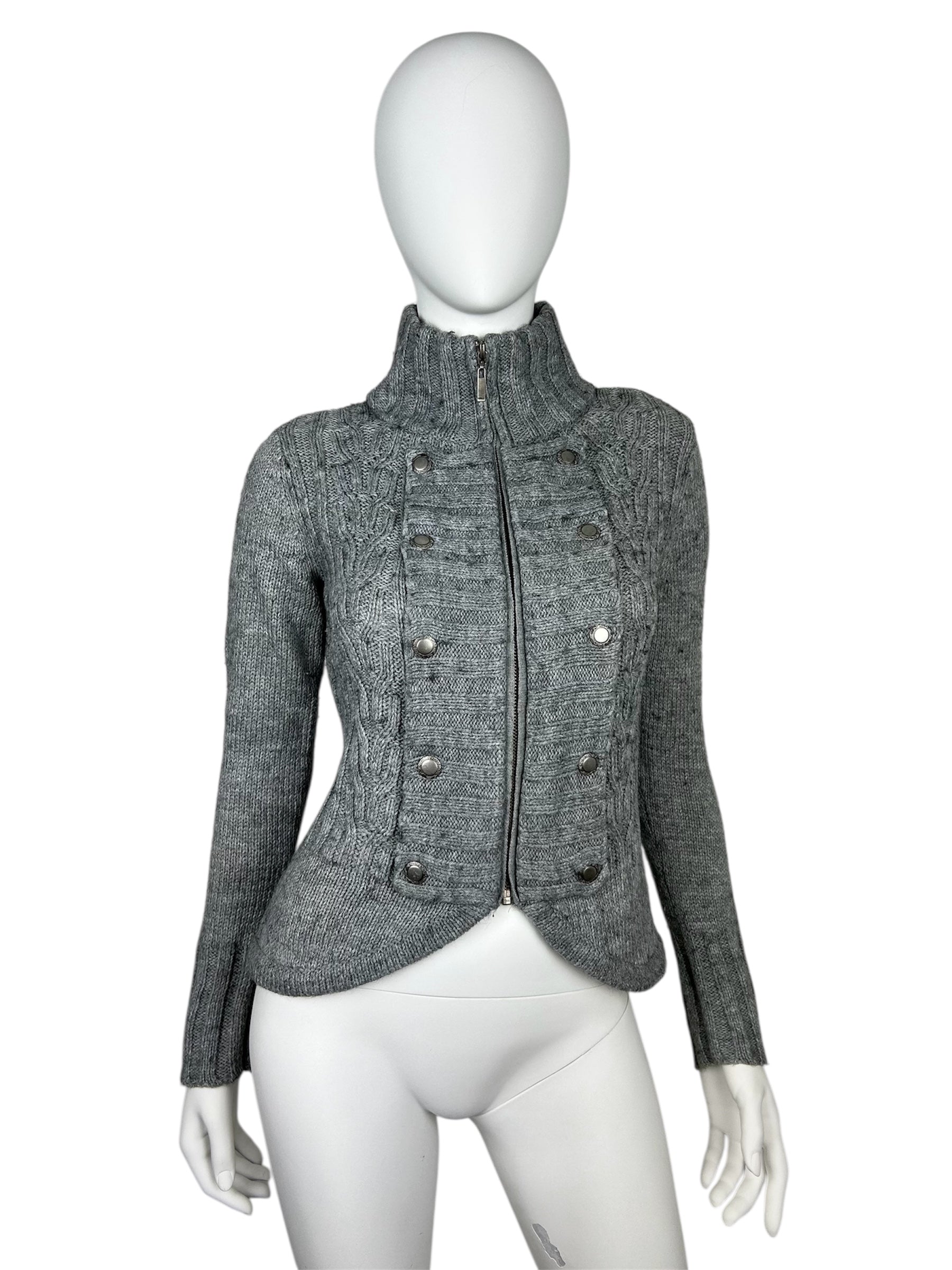 Military Napoleon Zip Up Turtleneck Sweater