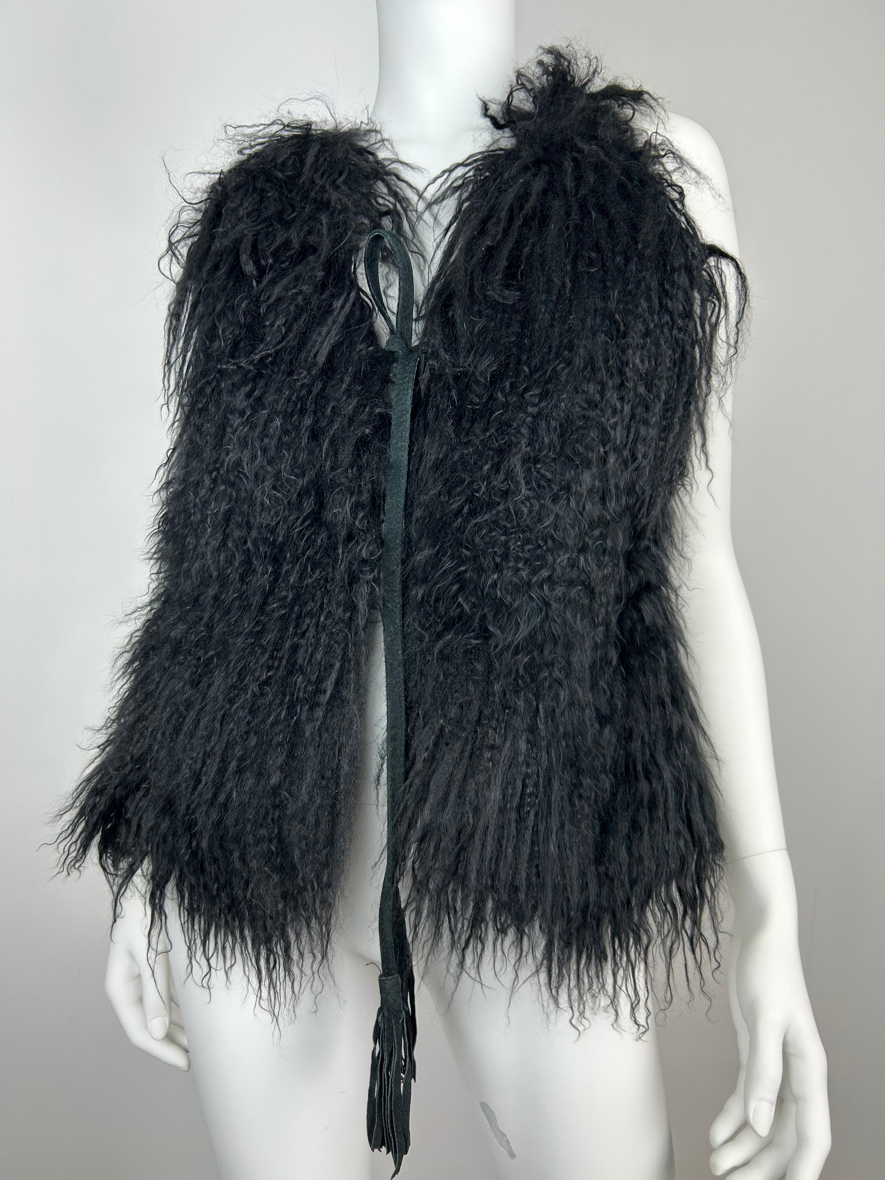 Curly Sheepskin Real Leather Vest Top