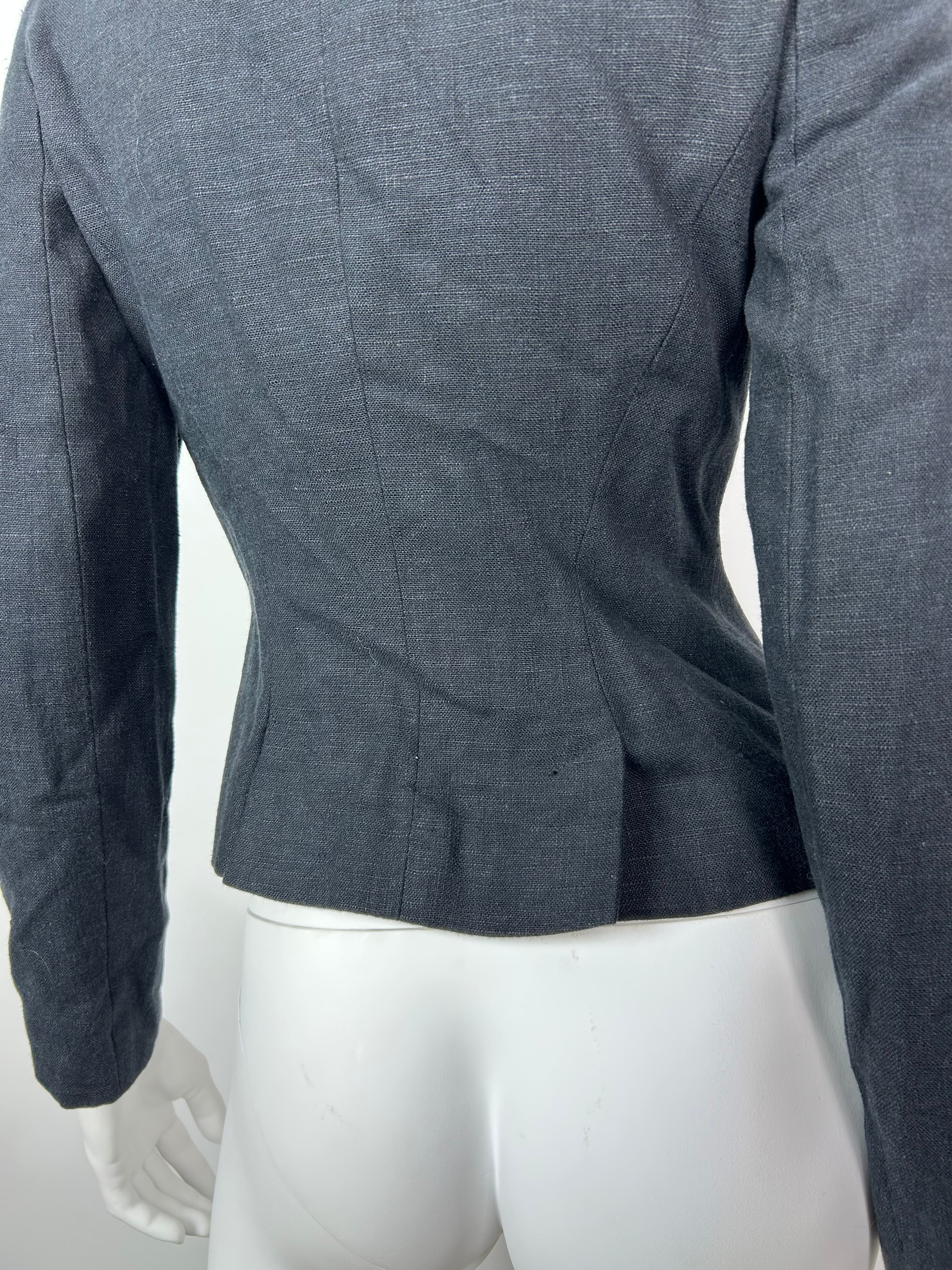 Linen Blend Napoleon Style Military Cropped Blazer