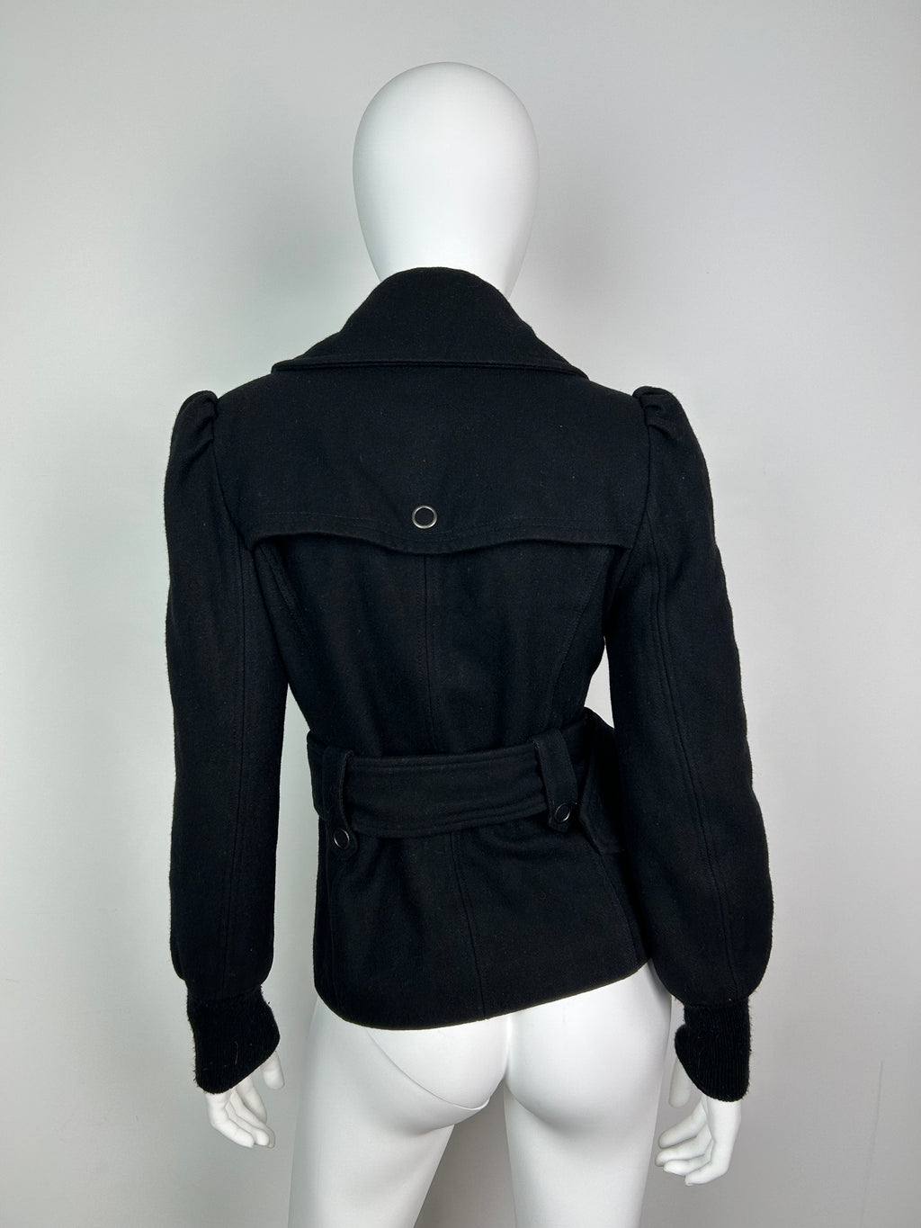 Wool Blend Thick Zip Up Cropped Trench Coat