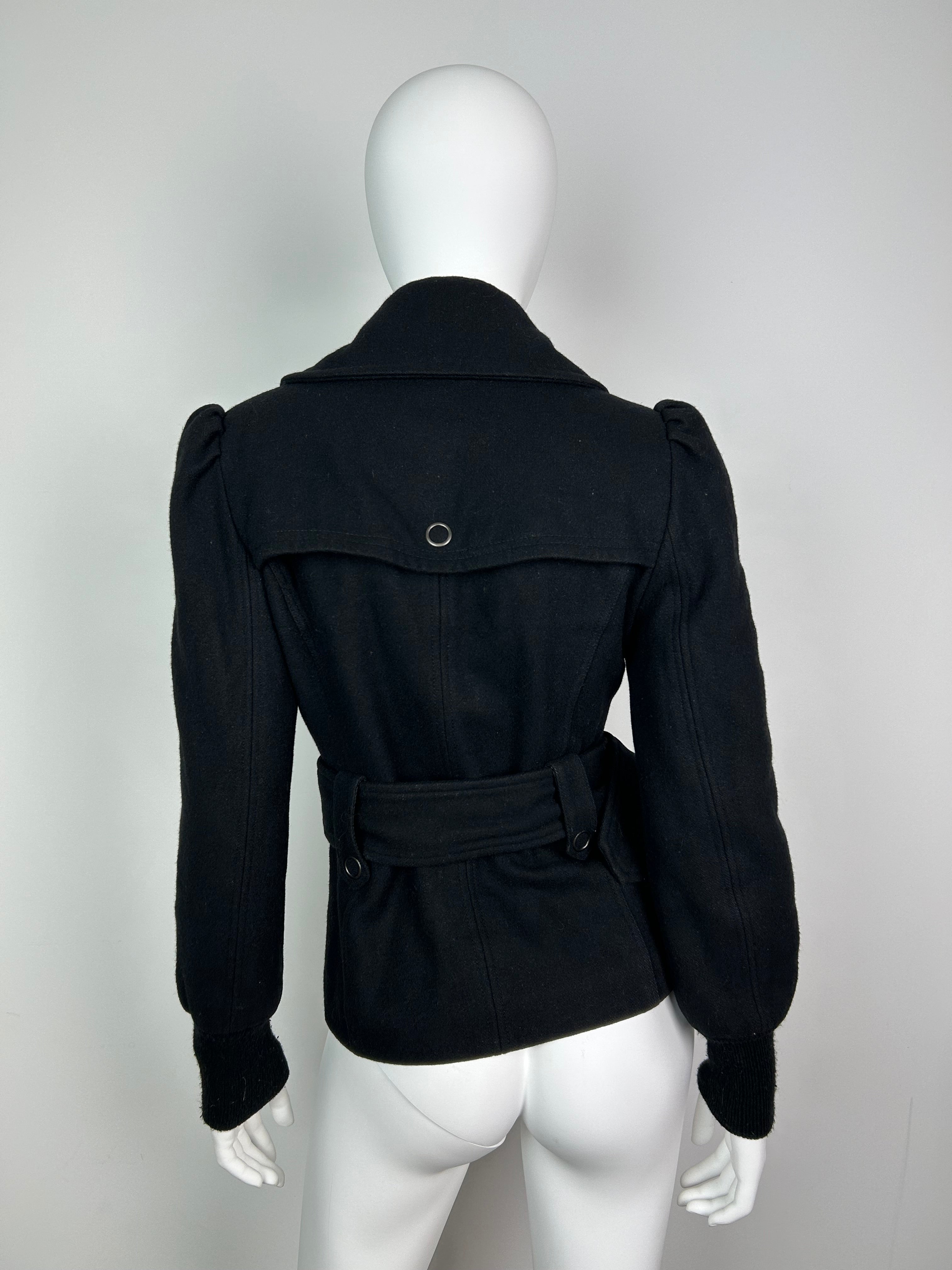 Wool Blend Thick Zip Up Cropped Trench Coat