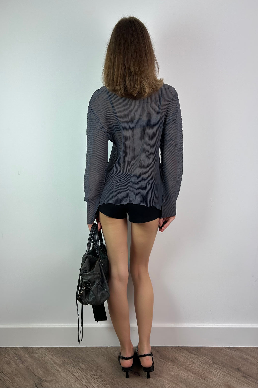 Navy/Grey Sheer Blouse