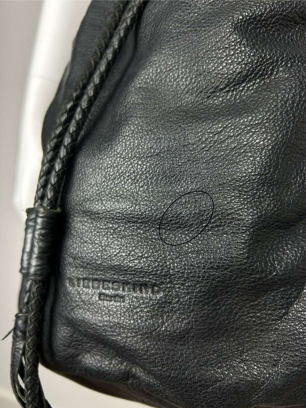 Real Leather Structured Drawstring Bag