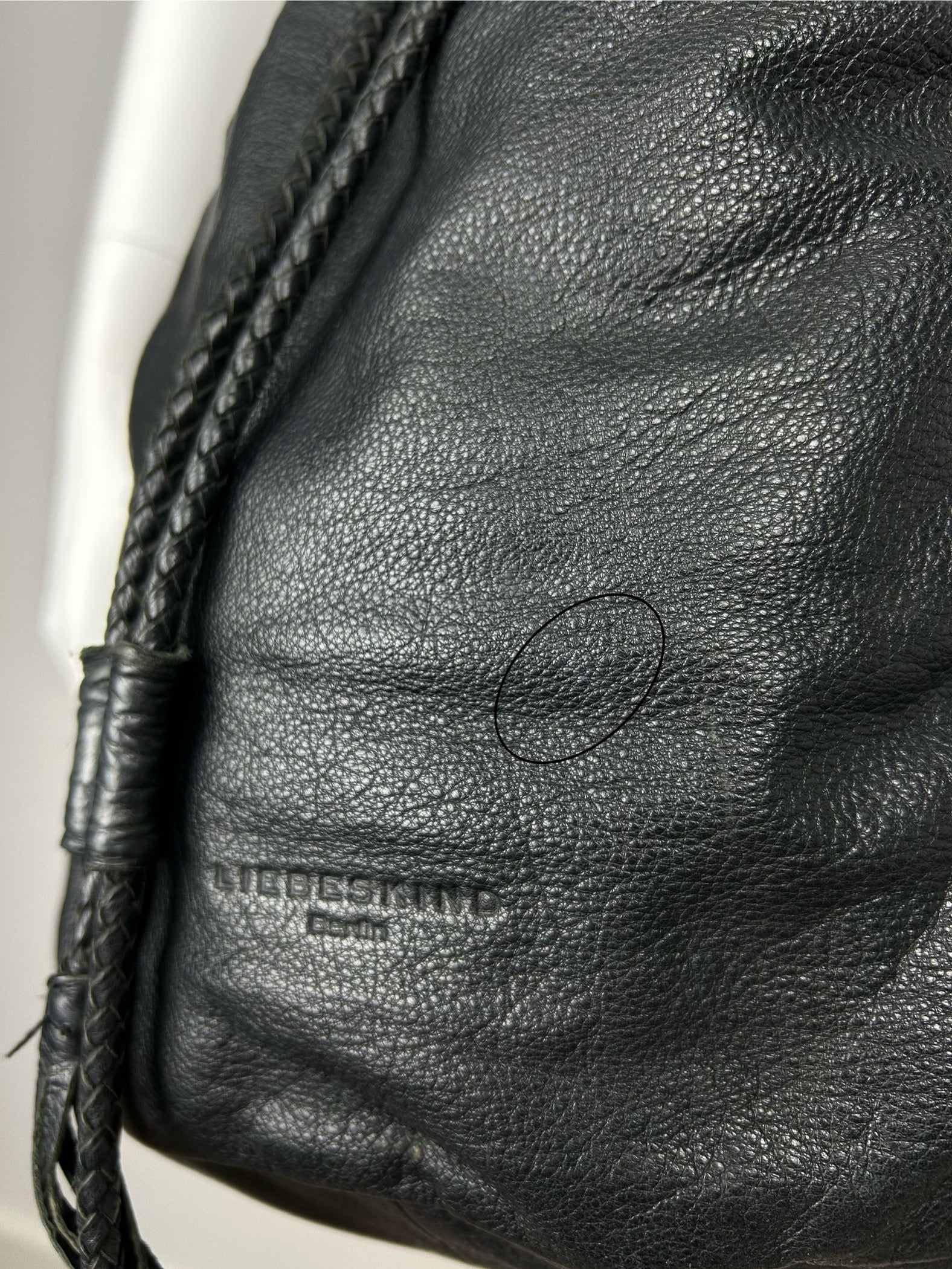 Real Leather Structured Drawstring Bag