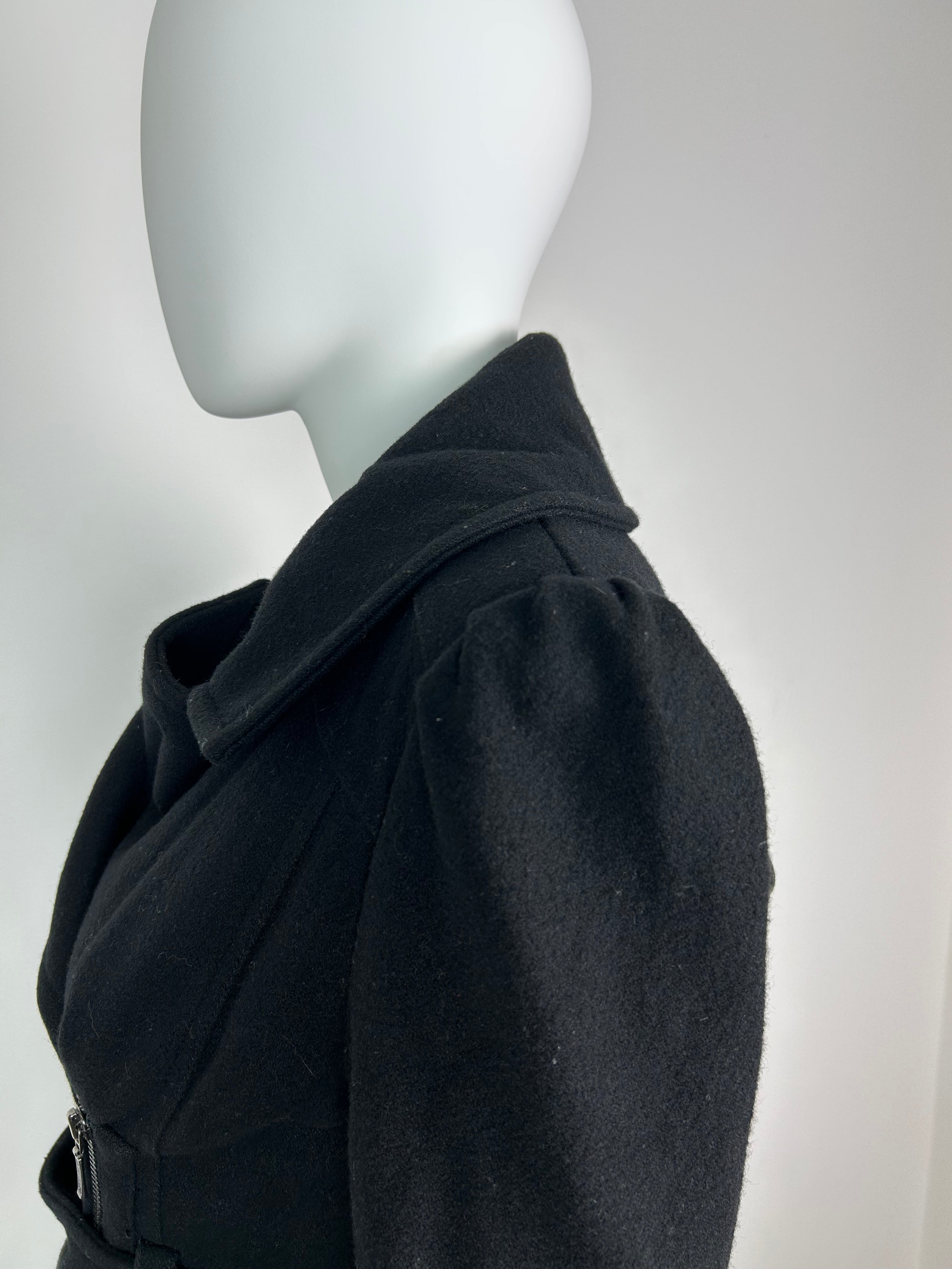 Wool Blend Thick Zip Up Cropped Trench Coat