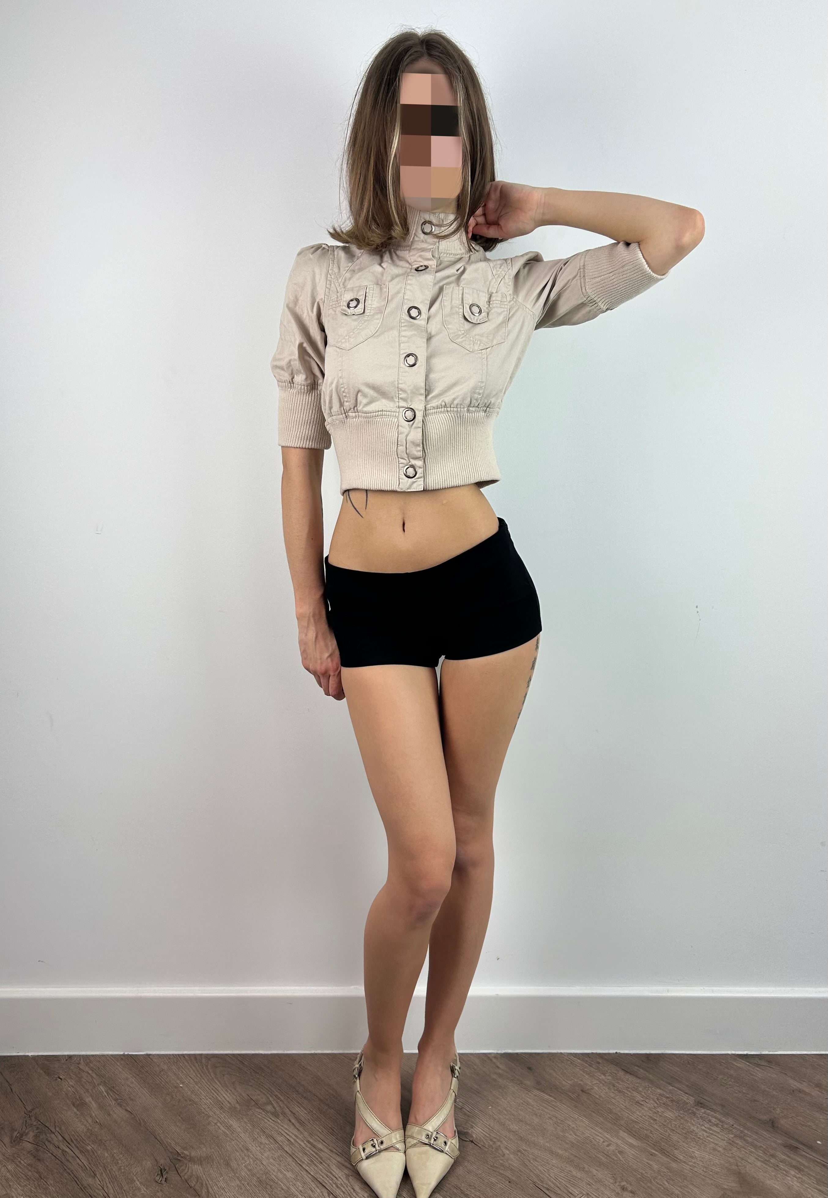 Cream Cropped 3/4 Sleeve Jacket