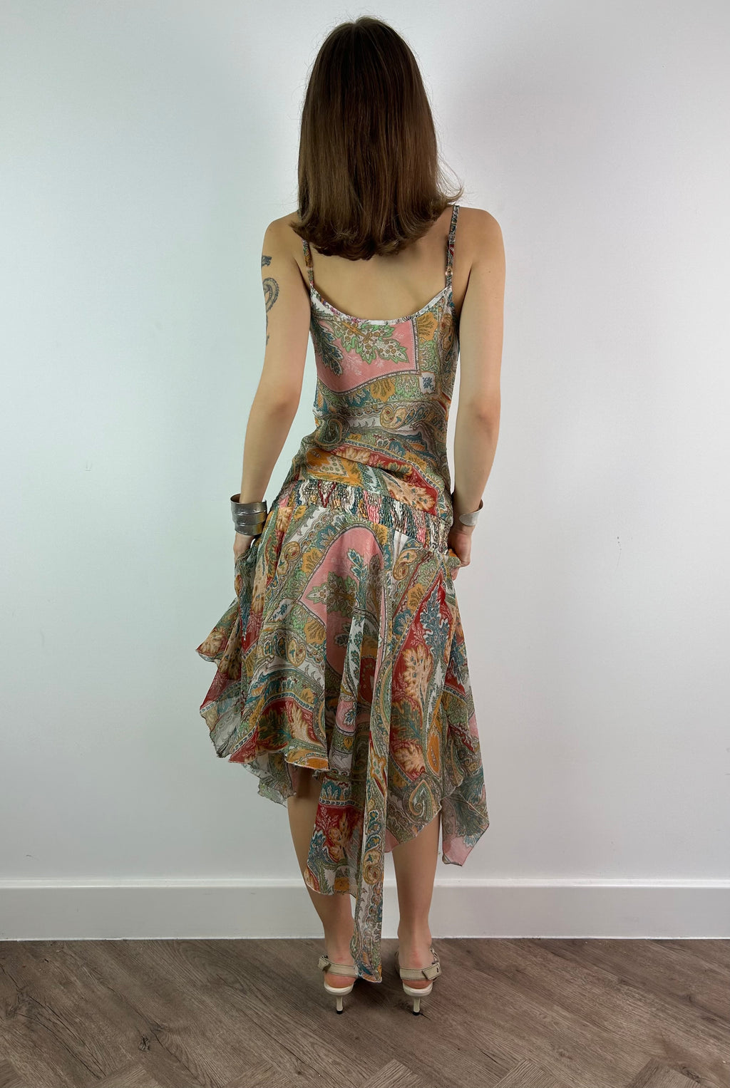 Colourful Drop Waist Asymmetrical Midi Dress