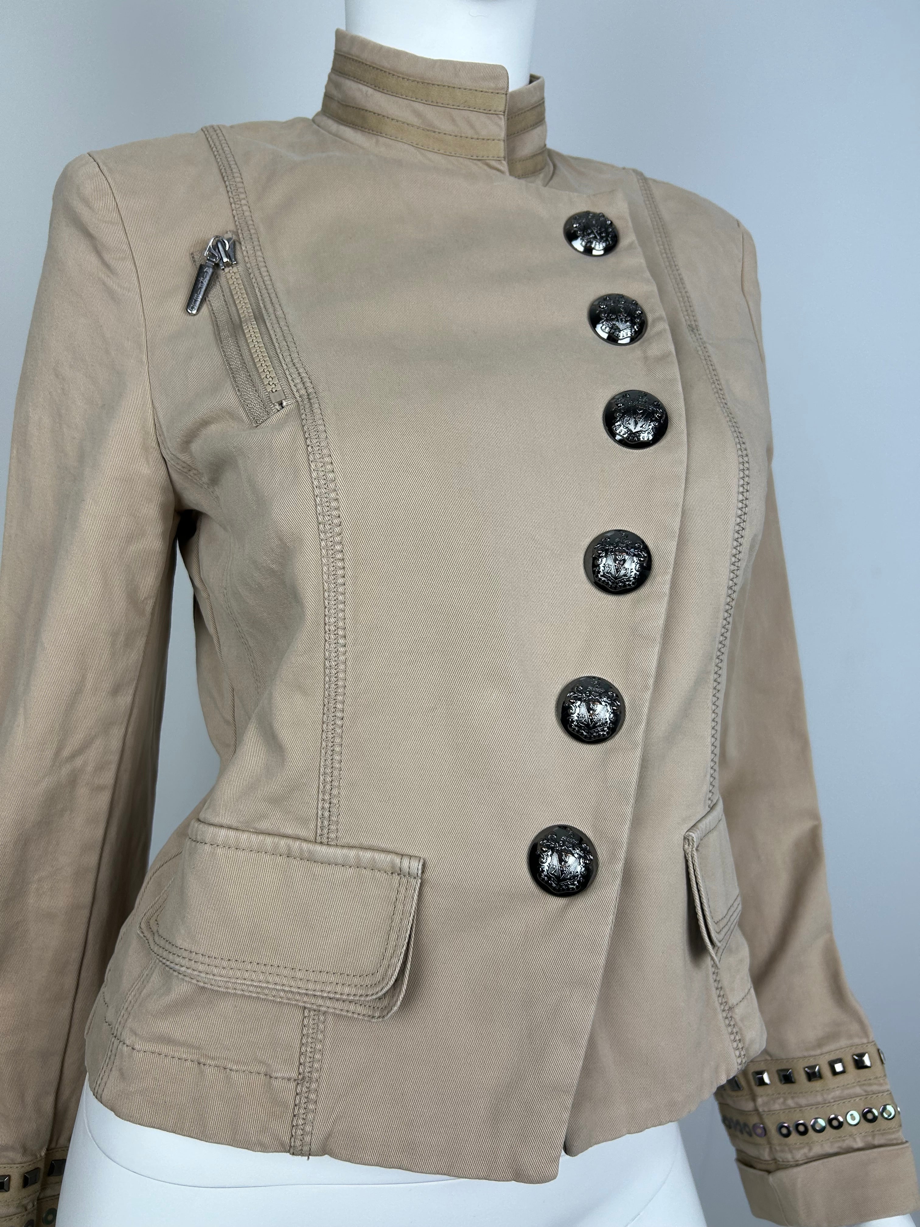 Military Napoleon Fitted Jacket with Huge Buttons and Studded Details
