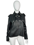 Real Leather Cropped Trench Coat