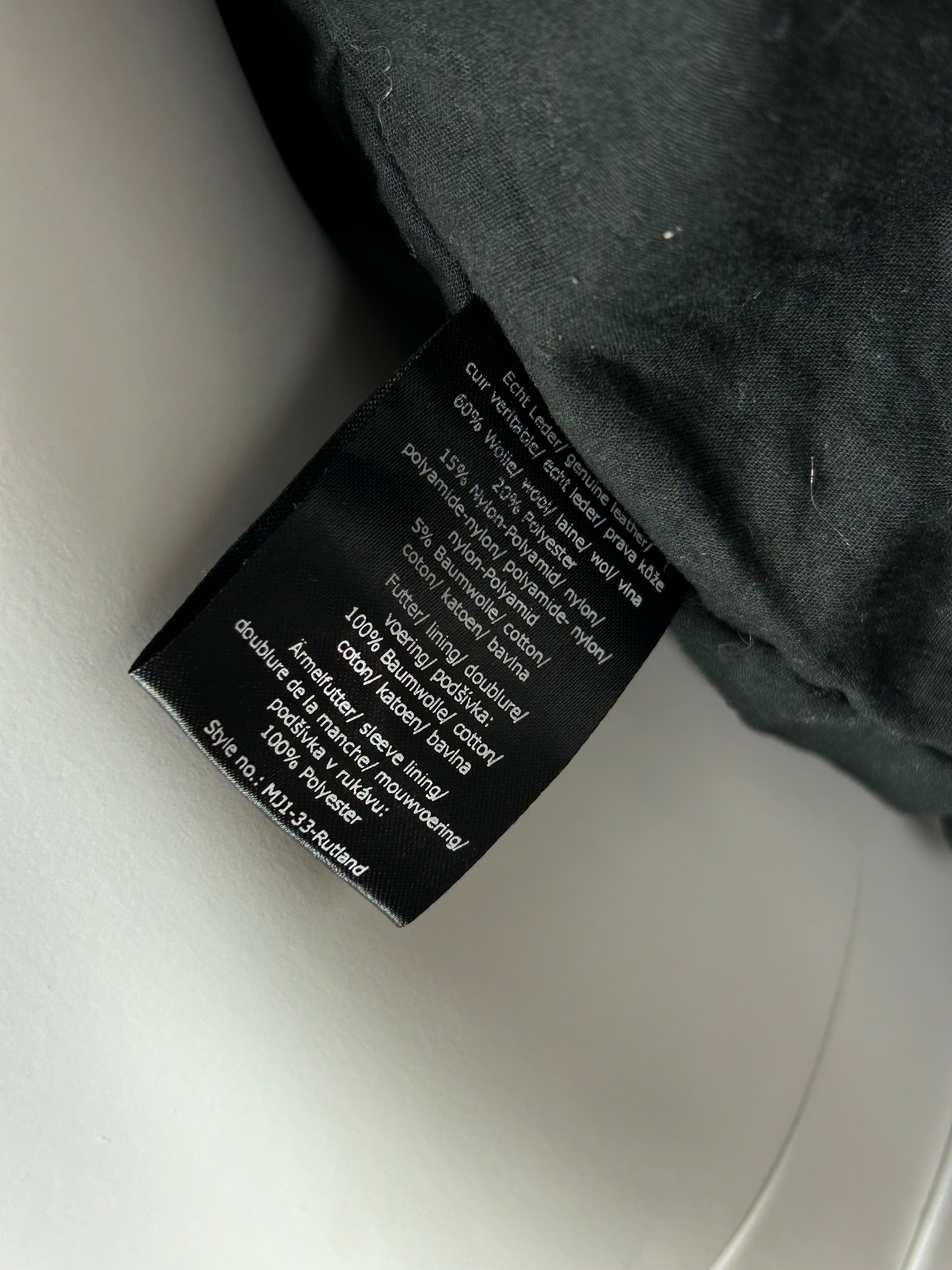 Real Leather Napoleon Jacket With Plaid Wool Details