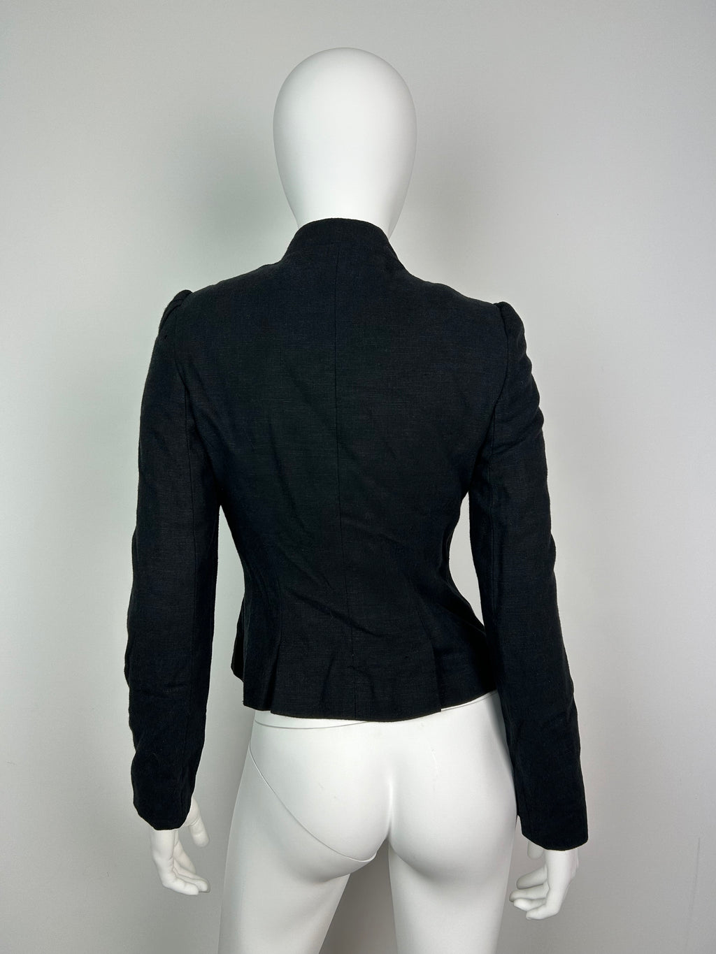 Linen Blend Napoleon Style Military Cropped Blazer