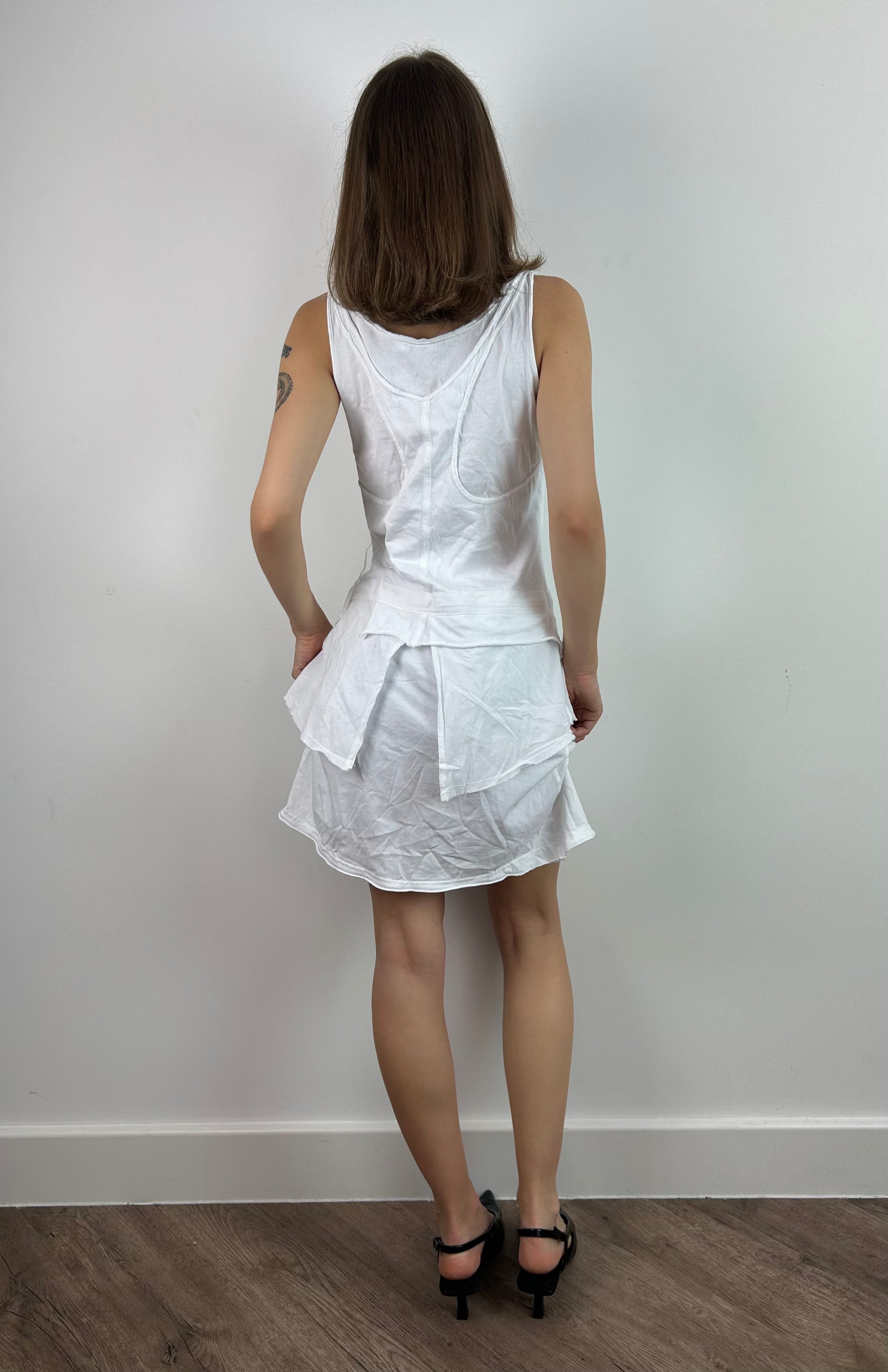 White Asymmetric Deconstructed Dress