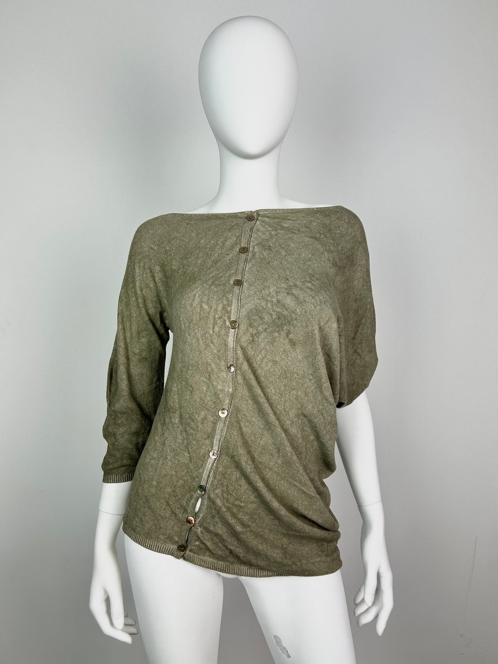 Asymmetric Knitted Top with Button Details