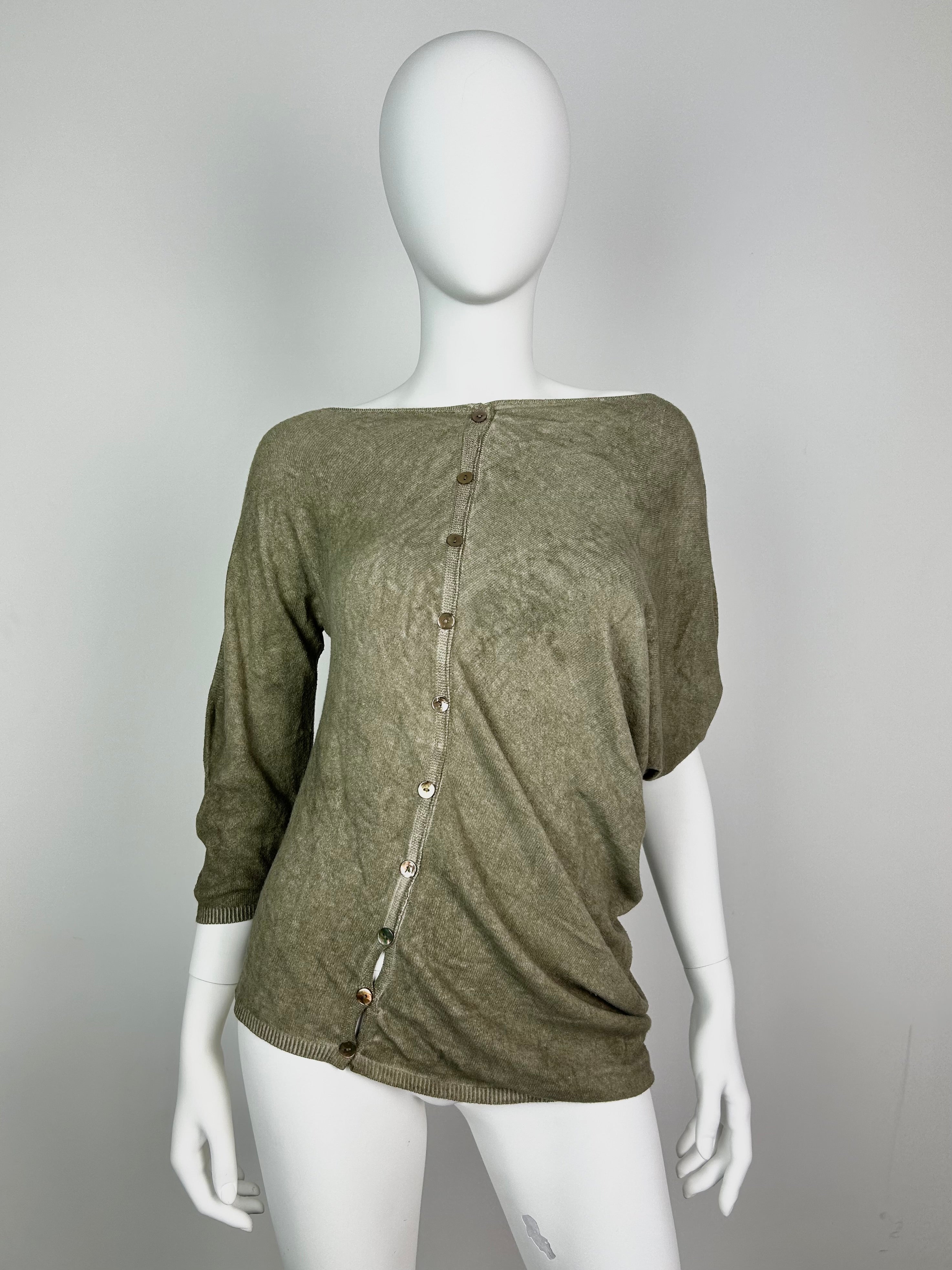 Asymmetric Knitted Top with Button Details