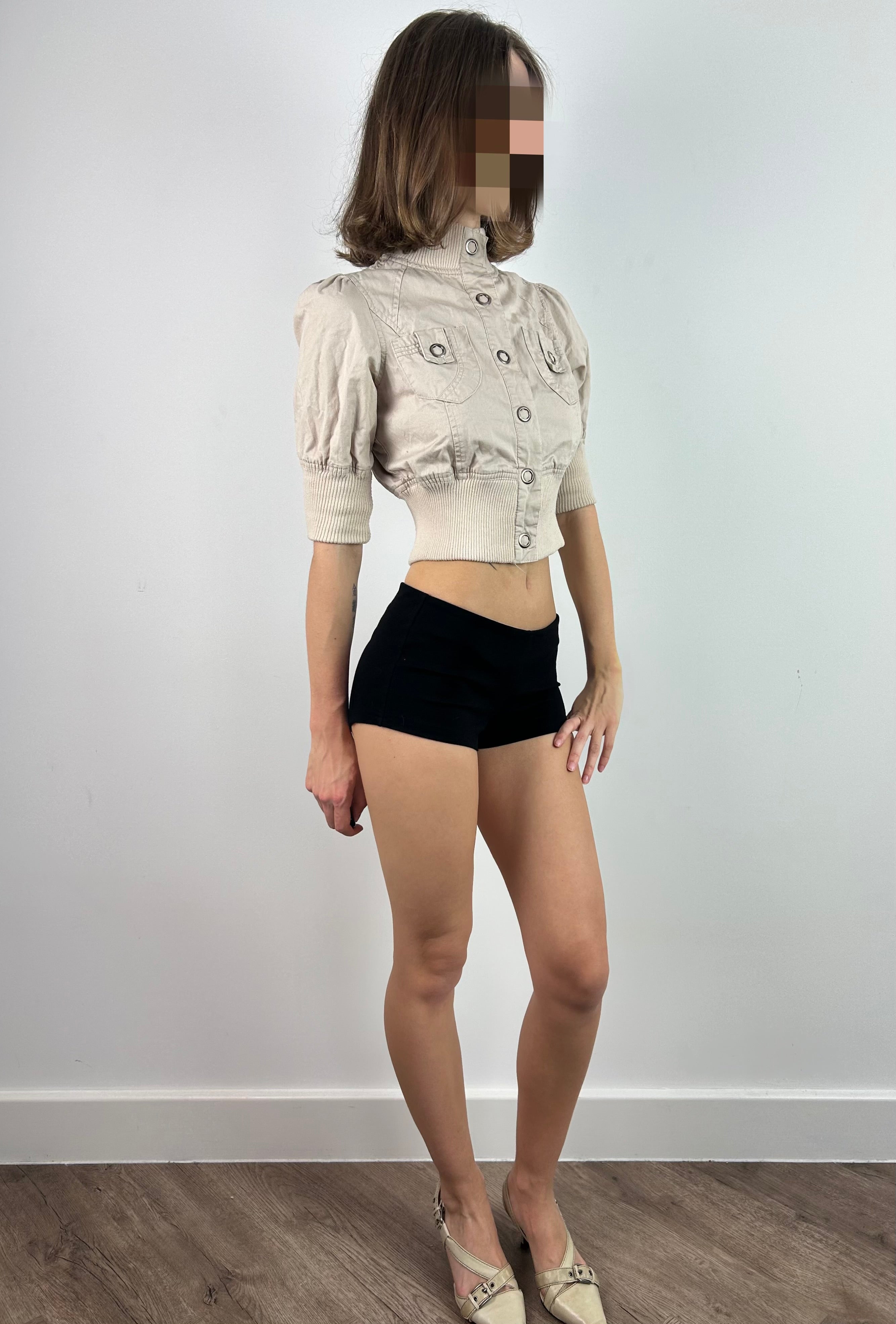 Cream Cropped 3/4 Sleeve Jacket
