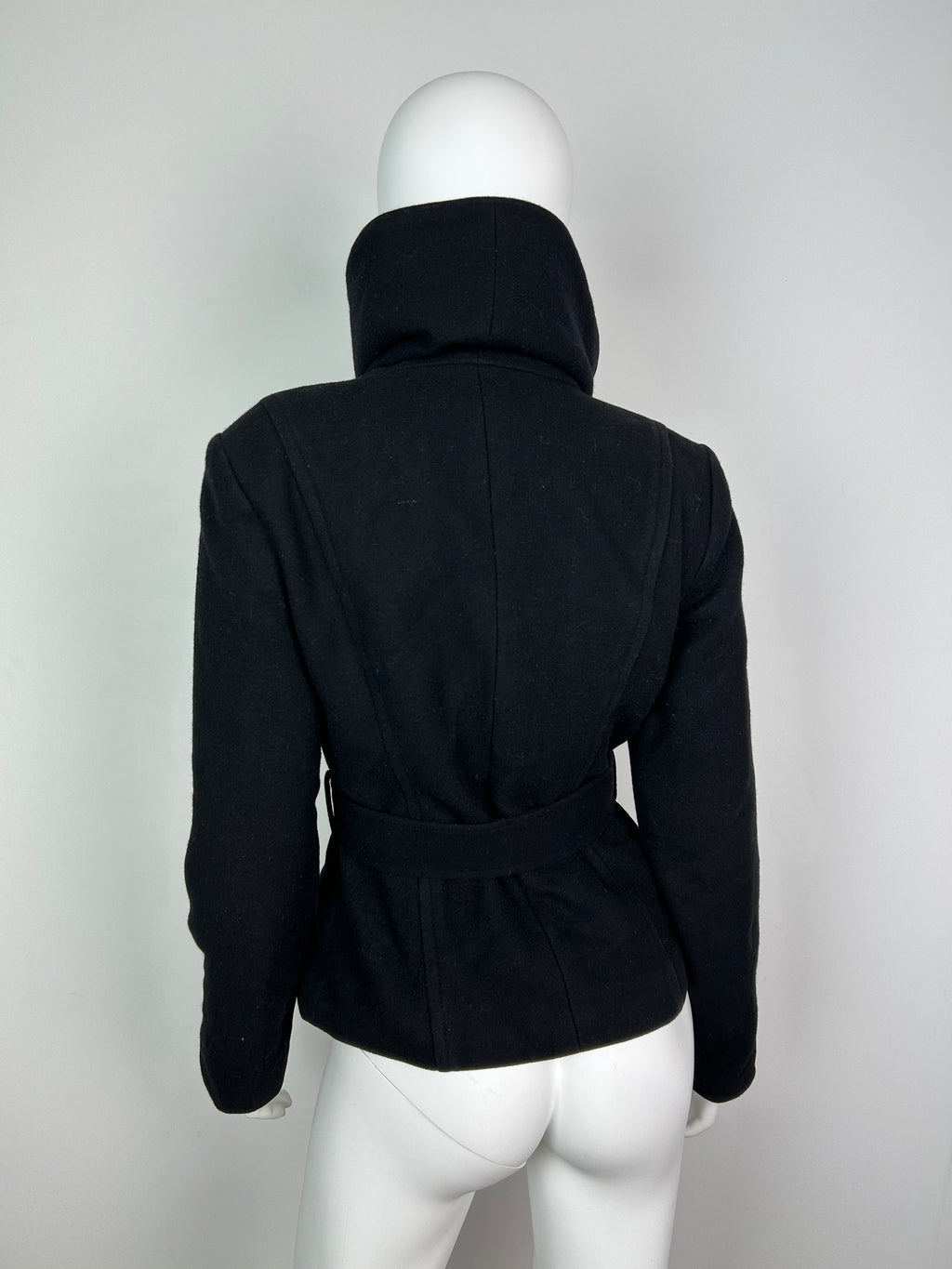 Wool Blend Thick Coat with High Funnel Collar