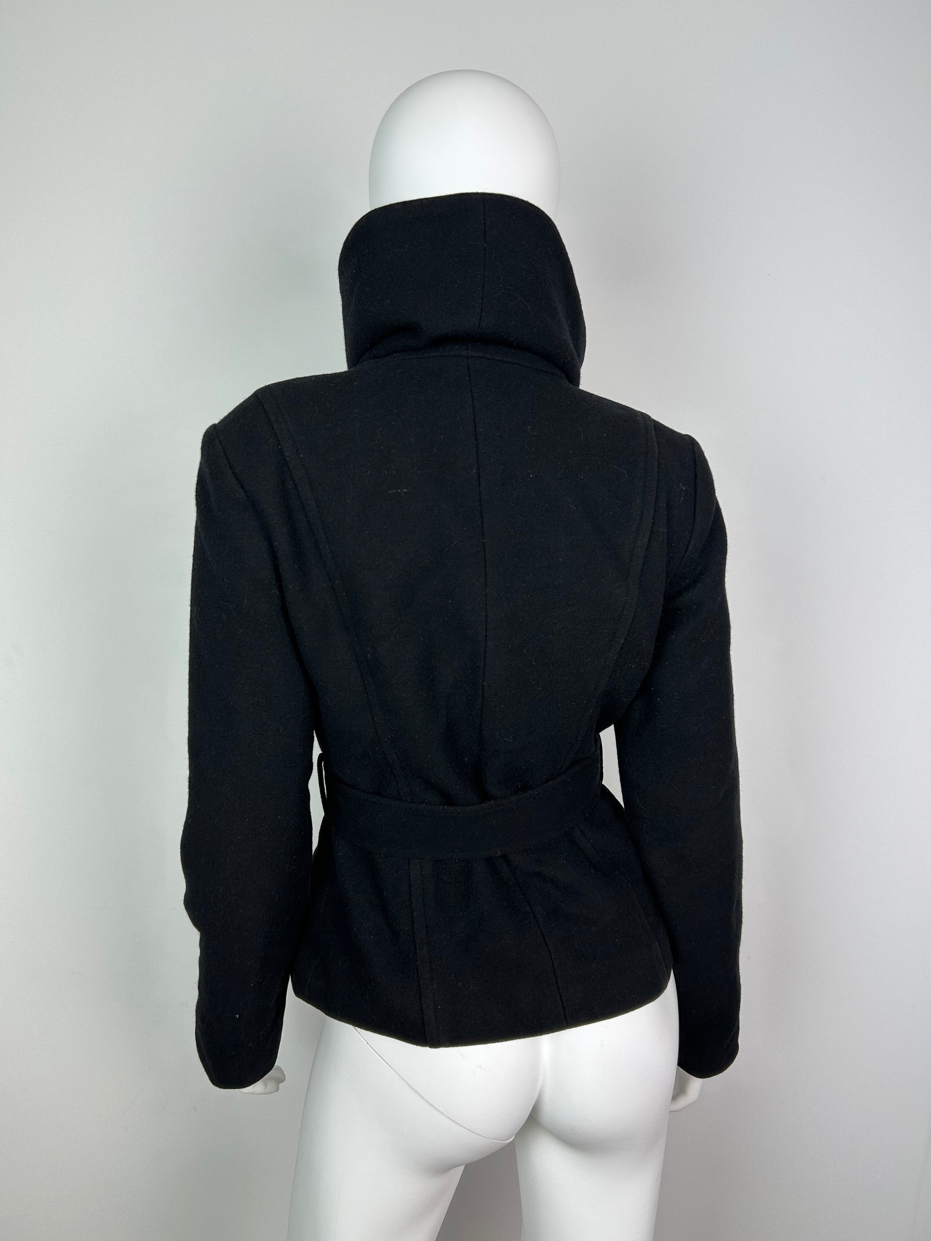 Wool Blend Thick Coat with High Funnel Collar