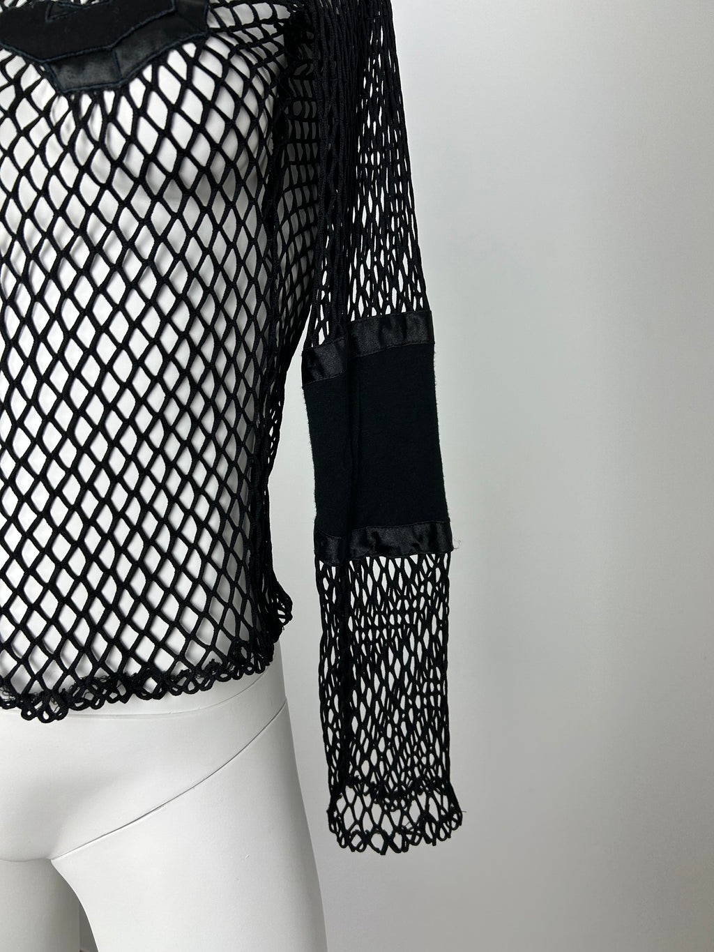 Long Sleeve Fishnet Top with Number Embellishment