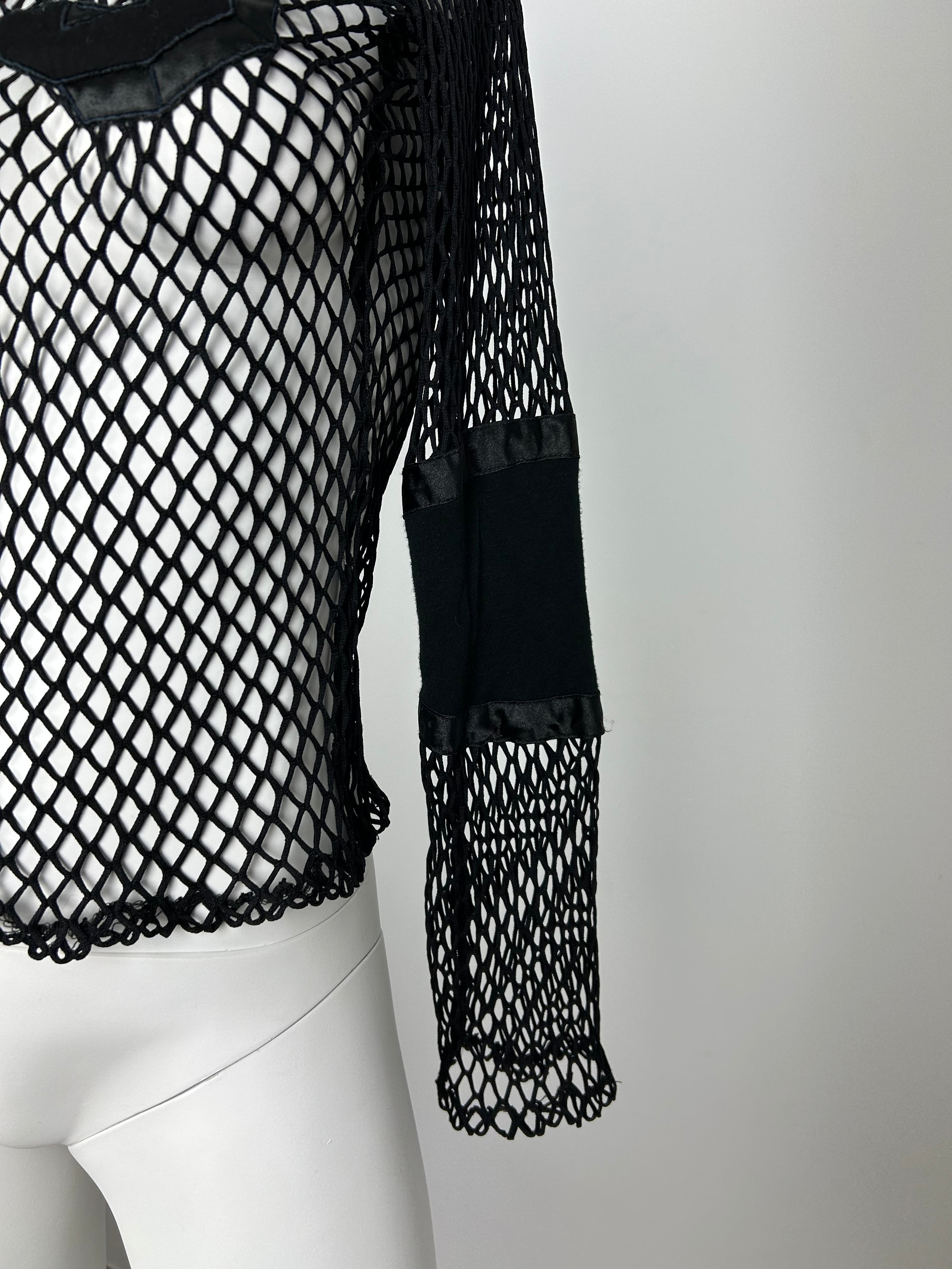 Long Sleeve Fishnet Top with Number Embellishment