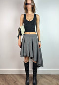 Grey Wool Asymmetrical MIDI Skirt