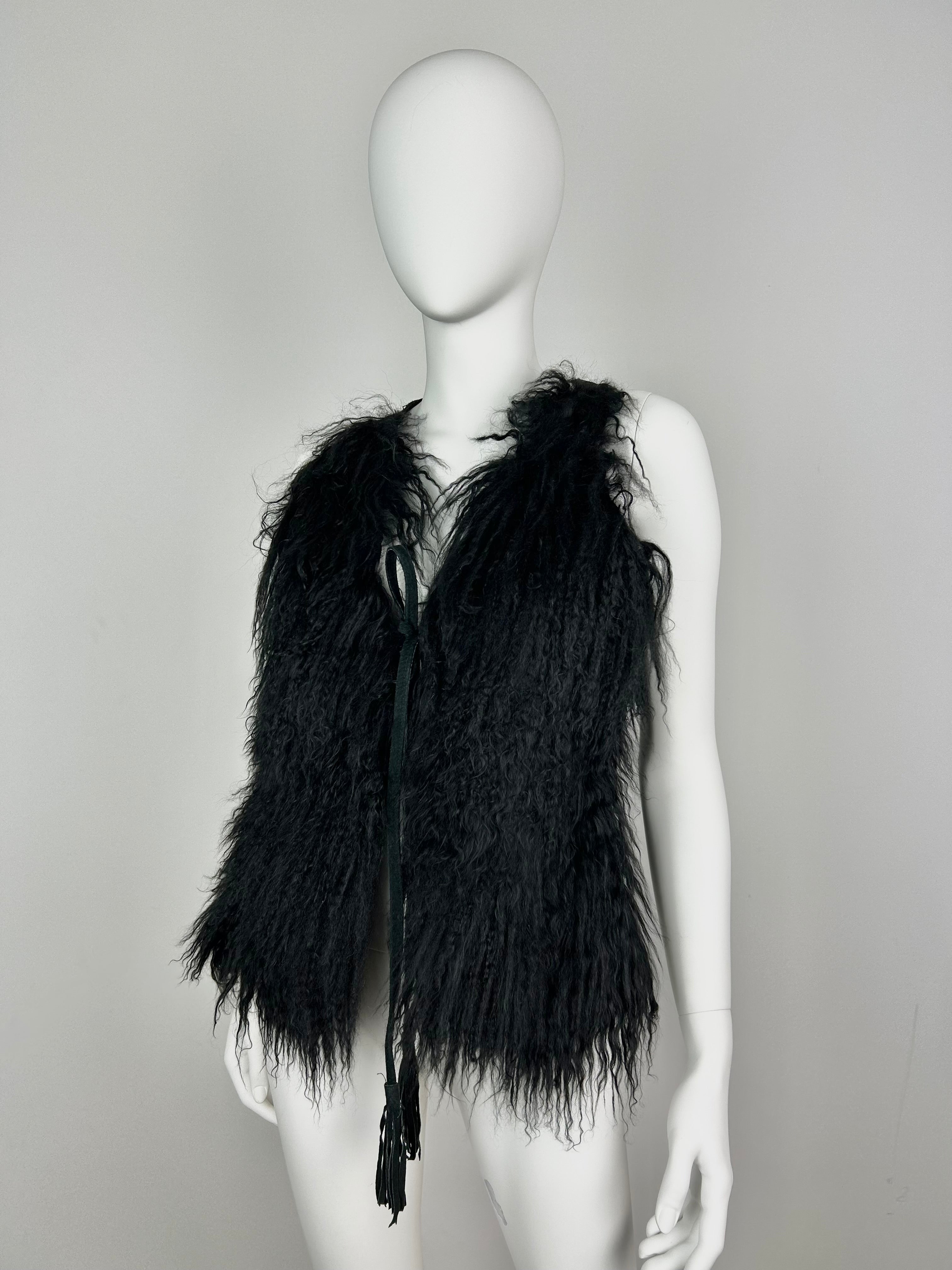 Curly Sheepskin Real Leather Vest Top