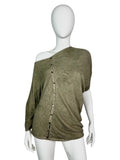 Asymmetric Knitted Top with Button Details